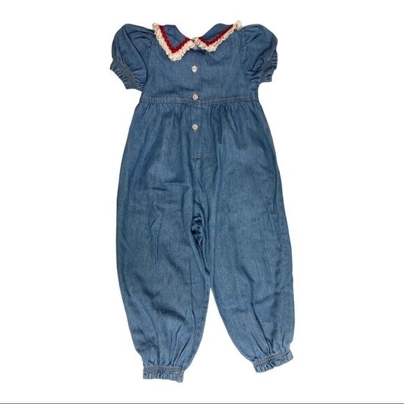 WHO’S THAT BABY VINTAGE‎ Youth Girl’s Denim Jumper Jumpsuit Size 3T Made in USA - Picture 2 of 12